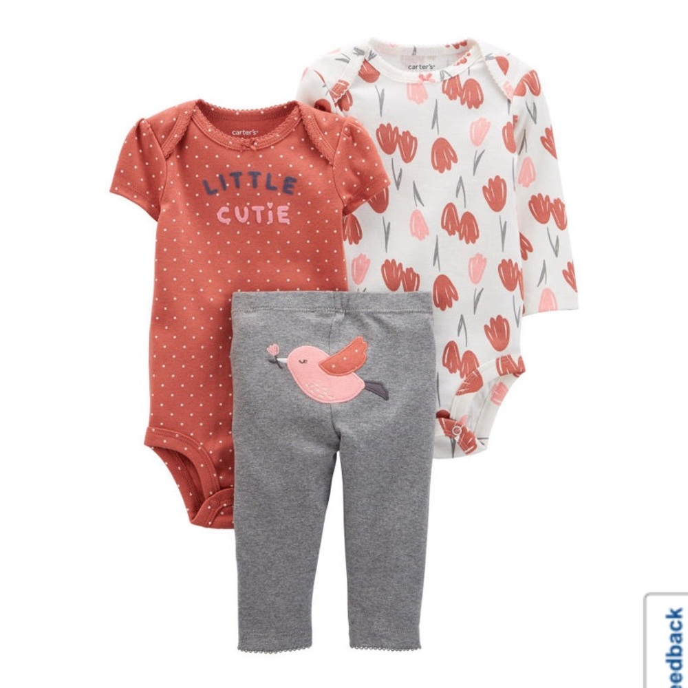 🆕 Carter’s 3pc 6M baby pants top onesies clothes set bundle